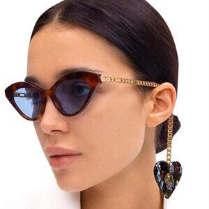 NEW GUCCI GG0978S - 003 CAT EYE Heart Charm SUNGLASSES